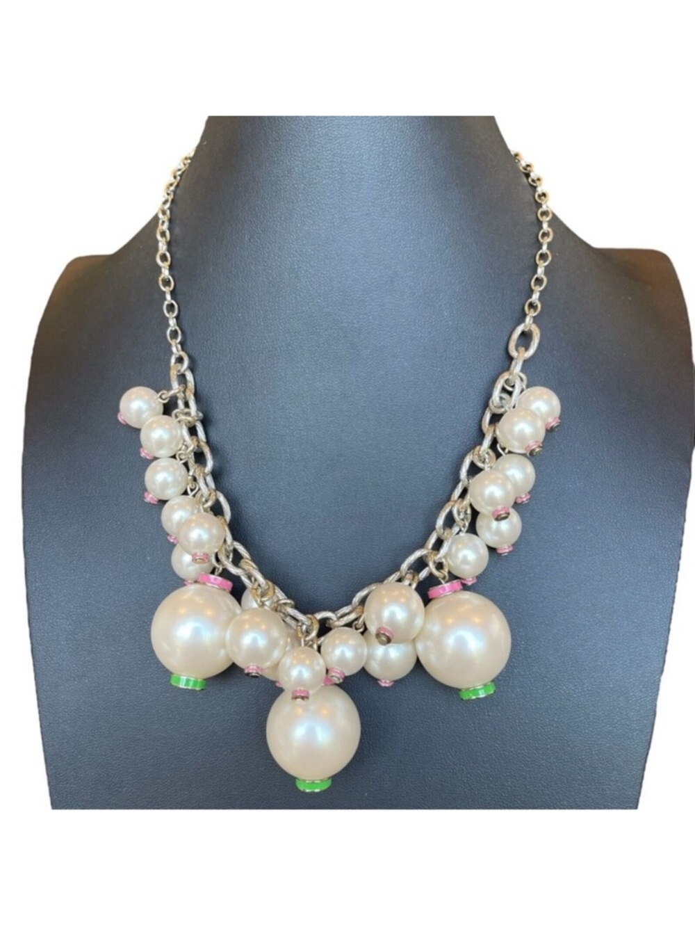 Lilly Pulitzer goodie goodie Pearl Cluster Necklace with Pink & Green